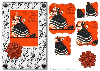 Vintage Lady with Scotty Dog Bracket Pyramage Christmas