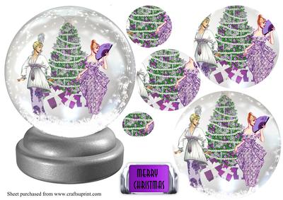 Art Deco Ladies in Lavender Snow Globe