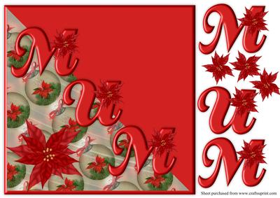 Christmas Mum with Poinsettias Diagonal Over the Edge