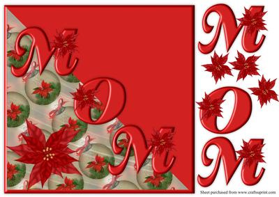Christmas Mom with Poinsettias Diagonal Over the Edge