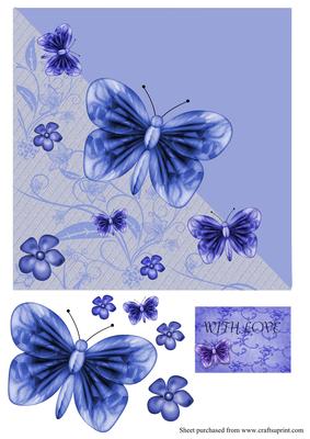 Blue Butterfies Diagonal Over the Edge Card