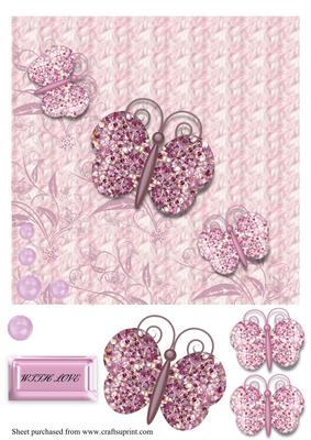 Pink Sparkle Butterflies Diagonal Over the Edge