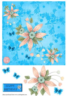 Pink and Blue Orchid Diagonal Over the Edge