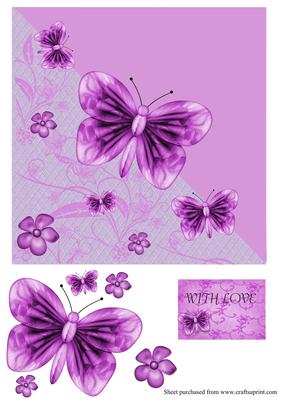 Purple Butterflies Diagonal Over the Edge