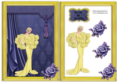 Art Deco Lady in Gold Frame Card Front