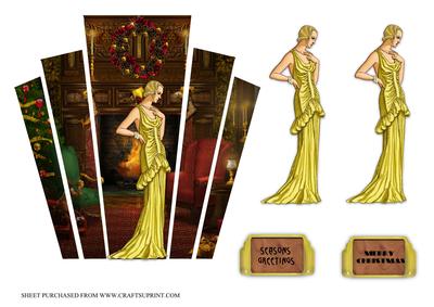 Art Deco Christmas Panels with Lady