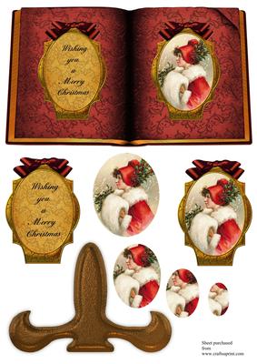 Christmas Vintage Open Book with Lady Sheet