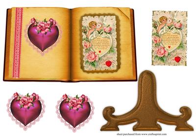 Valentine Open Book with Vintage Angels