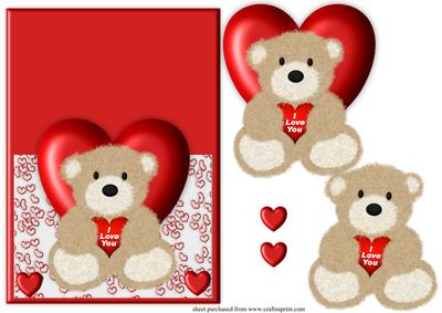 Cute Valentines Teddy Over the Edge