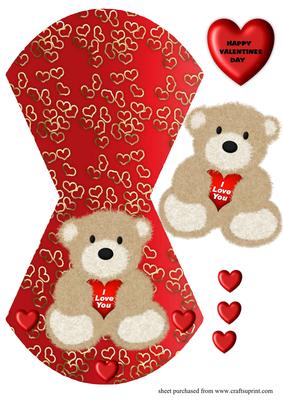 Cute Teddy I Love You Wobble Card