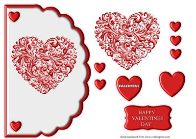 Scalloped Edge Card Front with Ornate Heart