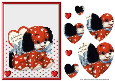 Cte Retro Valentines Puppy Over the Edge Card