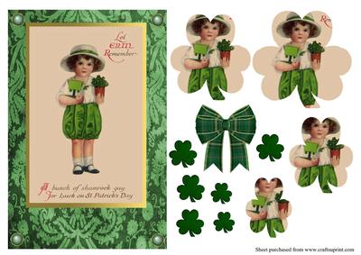 Vintage St Patricks Day Shamrock Shapedpyramid Card Front