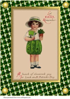 A4 Vintage St Patricks Day Cute Girl