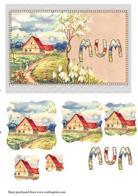 Vintage Country Scene Mothers Day Card Front