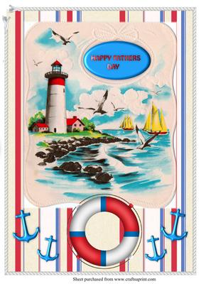 Vintage Lighthouse Fathers Day Card A4