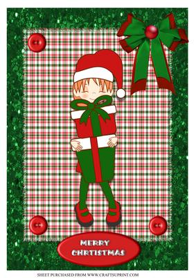 Cute Christmas Sugar Doll with Gifts A4 Card Front