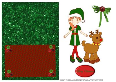 Chistmas Sugar Doll No Hole Over the Edge Card