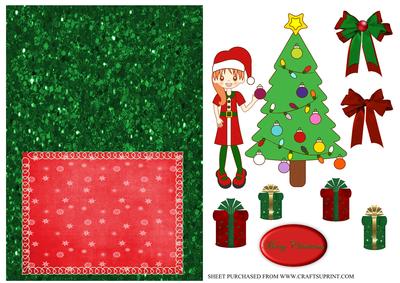 Cute Girl Christmas No Hole Over the Edge Card