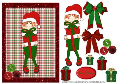 Christmas Cute Girl A5 Card Front