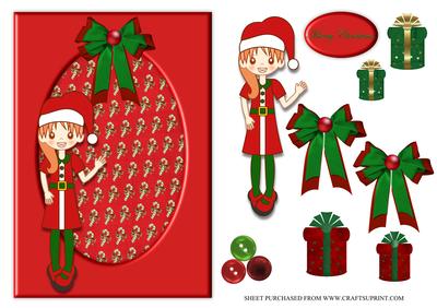 Christmas Girl with Frame Card Front