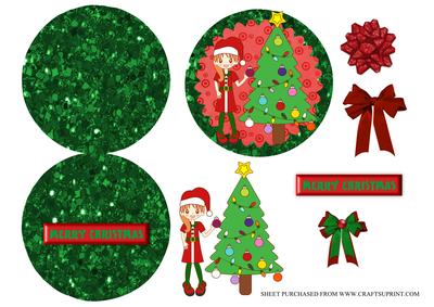 Christmas Circle Easel Card with Cute Girl and Tree