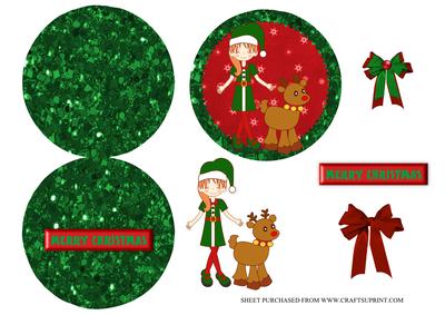 Christmas Circle Easel Card with Girl and Reindeer