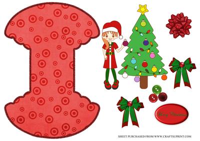 Cute Christmas Girl and Tree Wooble Card