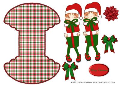 Christmas Cute Girl with Gifts Scalloped Edgedwobble Card