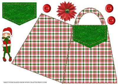 Christmas Handbag Card with Cute Girl