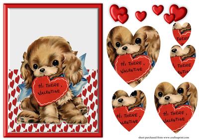 Cute Retro Dog Valentine Over the Edge Card