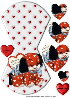 Cute Retro Toy Puppy Valentines Wobble Card