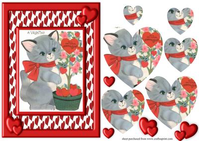 Retro Valentine for Grandaughter Pyramid Card Front