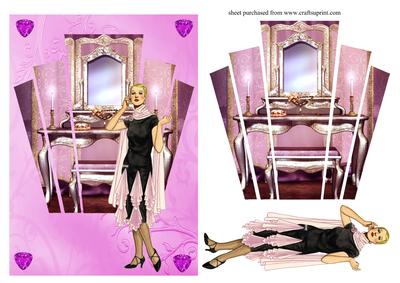 Deco Lady with Panel Decoupage Card