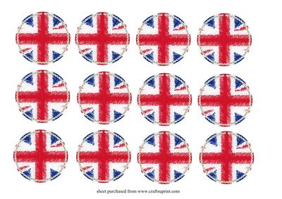 Union Jack Circle Cupcake Toppers