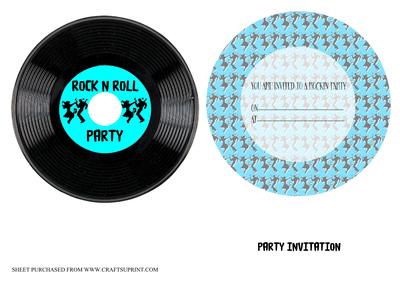 Rock N Roll Party Invitation in Blue