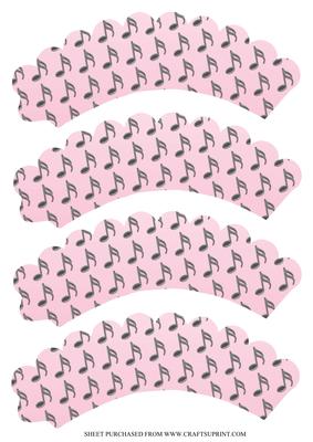 Music Note Pink Cupcake Wrappers