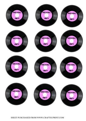 Pink Rock N Roll Cupcake Toppers