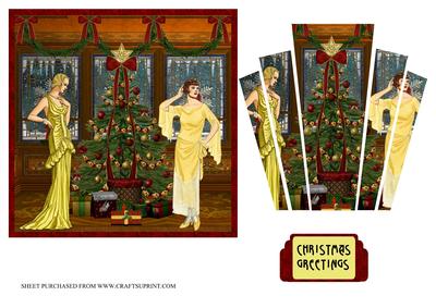Art Deco Ladies by Xmas Tree