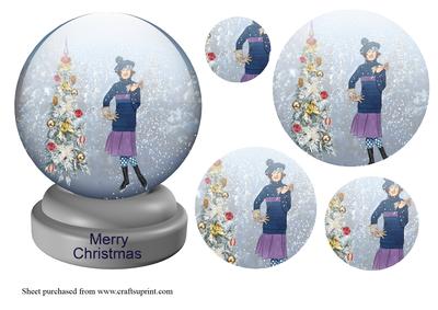 Christmas Snow Globe with Art Deco Lady