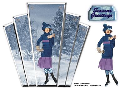 Art Deco Panel with Snow Scene with Art Deco Lady