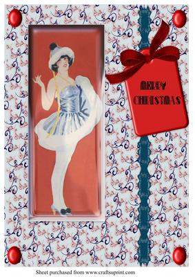 A4 Art Deco Tally Girl Christmas Card