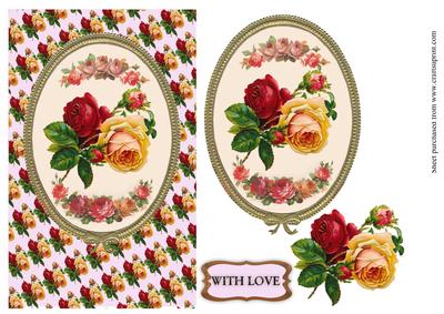 Vintage Roses in Frame Topper with Decoupage