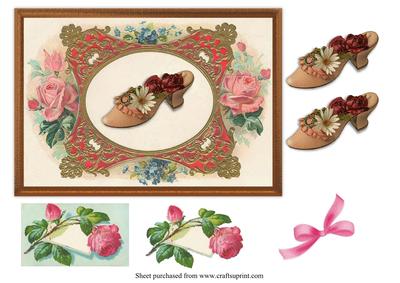 Victorian Ladies Shoe with Flowers Card Topper