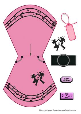 1950s Pink Rock N Roll Skirt Wobble Card