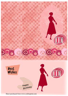1950s Lady with Retro Tv Quick Card with Decoupage
