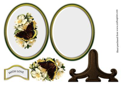 Vintage Butterfly and Floral Plate and Stand Card Sheet