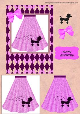 1950s Pink Poodle Skirt Card Front