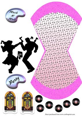 1950s Rock and Roll Jivers with Jukebox Wobble Card