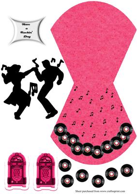 1950s Jiving Couple and Records Wobble Card
